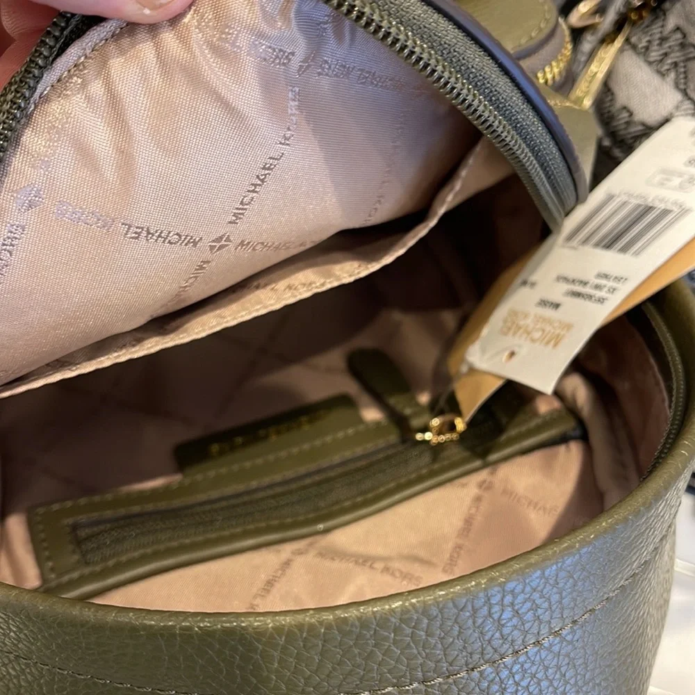 MICHAEL KORS Maisie Extra-Small Pebbled Leather 2-in-1 Backpack Olive NWT